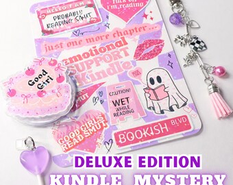DELUXE Kindle Refresh Kit | Mystery Kindle Decorating Accessories Bundle | Includes Kindle Insert, Magnetic Grip, Dust Plug, & Chain Charm