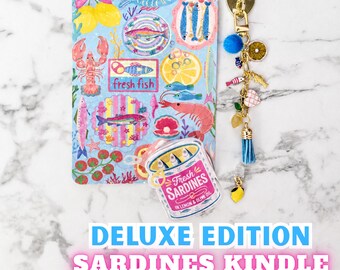 Sardines DELUXE Kindle Refresh Kit | Kindle Decorating Accessories Bundle | Includes Kindle Insert, Magnetic Grip, Dust Plug, Chain Charm