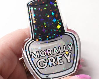 Magnetic Collapsible Kindle Grip/ Stand for E-Reader, Tablet, Smartphone Kindle Holder | Dark Romance Morally Grey Nail Polish Bottle Design