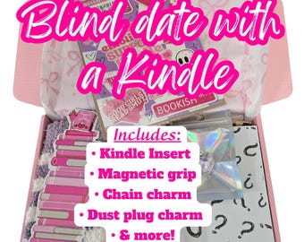 Blind Date with a Kindle Mystery Box | E-Reader Blind Date with A Book Box | Includes Insert, Magnetic Grip, Charm, Dust Plug and More!