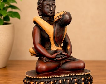 Estatua de Buda Yab Yum / Estatua tibetana de Samantabhadra Escultura budista pintada a mano en Nepal