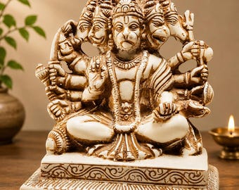 Panchamukhi Hanuman Idol | 6 Inch Sacred Hindu Altar Spiritual Home Decor Hanuman Statue for Strength, Protection, Devotion & Blessings
