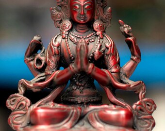 White Chenrezig Statue Small Indoor | 5 Inch Buddhist Alter Statuary Tibetan Buddhism Religious Gift Items