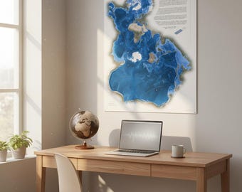 Mapa del mundo de un océano (póster de bellas artes)