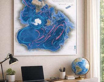 Mapa del mundo de un océano (póster de papel mate premium)