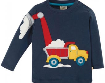 Frugi shirt met lange mouwen, Truck indigoblauw