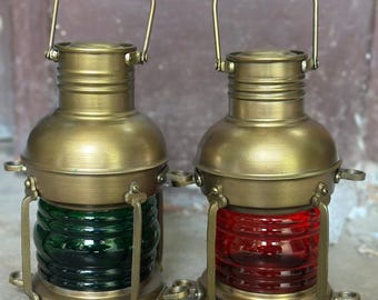 Farol de aceite náutico antiguo de latón de 30 cm (12 pulgadas) colgante, estilo vintage, ideal como regalo.