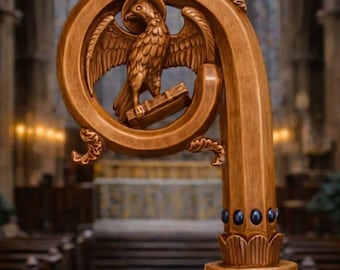 Houten CROZIER Poolse staf Crosier Bishop Kwaliteitsvakmanschap, 72" kerstcadeau