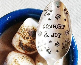 Comfort and Joy: Stamped Holiday Spoon. Entertaining for the Holidays - Thansgiving, Christmas, Holiday