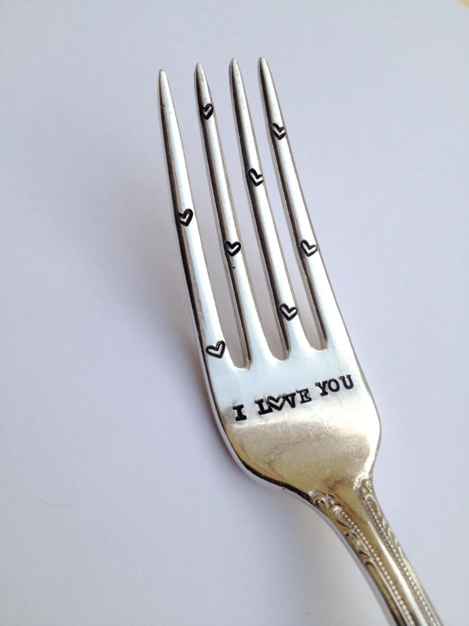 Scattered Hearts I Love You Fork Hand Stamped Fork Etsy
