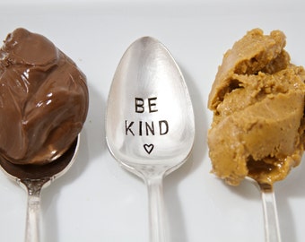 Be Kind - Stamped Vintage Spoon - For Such A TIme Designs - motivational, encouragement, stamped spoon