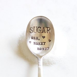 Sugar ohh, honey honey - Honey Spoon, Sugar spoon. Stamped Spoon. Life is Sweet. As seen on laurenconrad.com and Lauren Conrad's Instagram