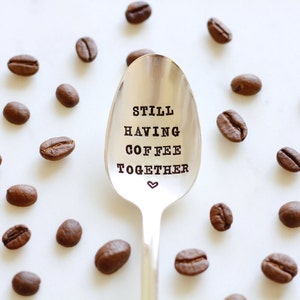 Still Having Coffee Together Hand Stamped Vintage Friendship Gift Going Away Gift gift for friends who are moving away image 2