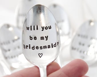 Will You Be My Bridesmaid. Stamped Coffee Spoon: gift from the bride, gift for bridesmaids, wedding. As Seen on Style Me Pretty
