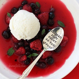 Calories Don't Count On This Spoon. Hand Stamped Spoon. Perfect gift for your favorite desserts. As Seen on Skinnytaste image 1