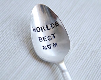 World Best Mom -  Hand Stamped Mothers Spoon - Mothers Day - Gift for your mom - mothers day under 25,