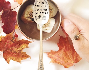 Over the river and through the woods - holiday - stamped teaspoon - entertaining, hostess gift, gift for her, kitchen, cook