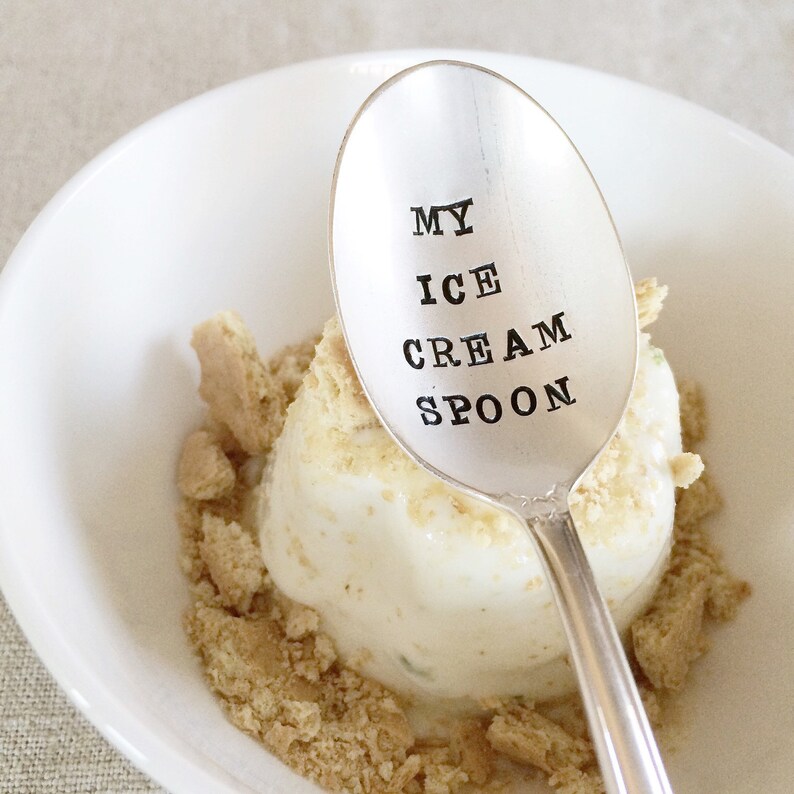 My Ice Cream Spoon Hand Stamped Vintage Gift Wedding, Anniversary, Every Day Vintage image 1