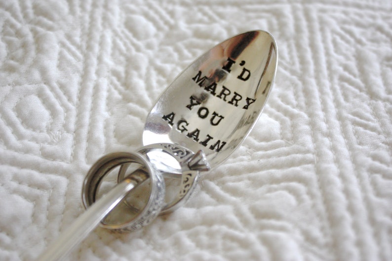 I'd marry you again. Hand letter stamped: Anniversary gift. Gift for husband. Gift for wife. Valentines Day. image 2