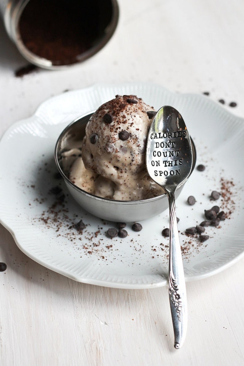 Calories Don't Count On This Spoon. Hand Stamped Spoon. Perfect gift for your favorite desserts. As Seen on Skinnytaste image 2