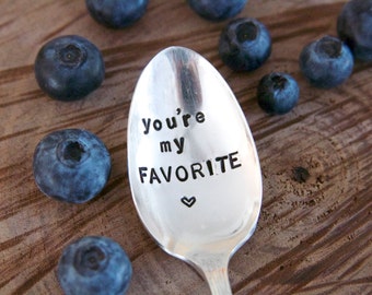 you're my FAVORITE - Hand Stamped Vintage Spoon - For Such A TIme Designs - Coffee Lover Valentines