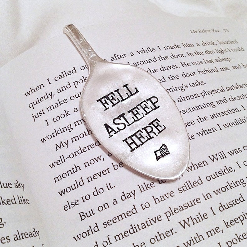 Fell Asleep Here Spoon Bookmark, the perfect gift for a bookworm Gift for her, reader, books, stocking stuffer image 1