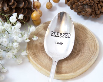 BLESSED - stamped serving spoon - entertaining, hostess gift, kitchen, cook, thanksgiving, grateful, blessed