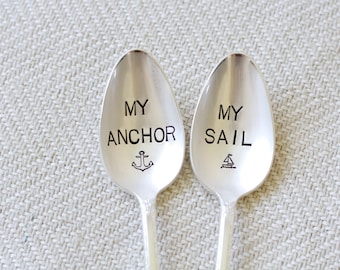 My Anchor and My Sail. Popular Wedding Spoon Set. Nautical Wedding. Anchors. Couples Gift Idea. Engagement. Wedding