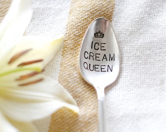 Ice Cream Queen - Stamped Spoon - Ice Cream Lover- Original by For Such A Time Designs - Stocking Stuffer