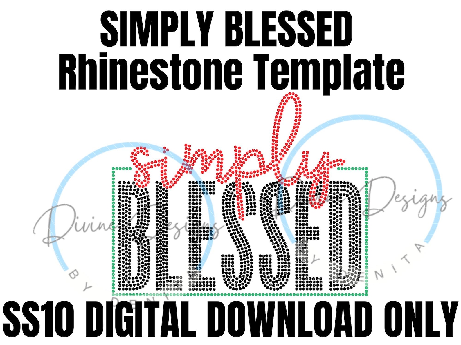 Simply Blessed Rhinestone SVG Template SS10 Hotfix Layered Design - Etsy