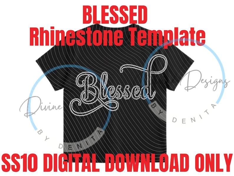Blessed Script Rhinestone Template SVG | SS10 Hotfix Only - Etsy