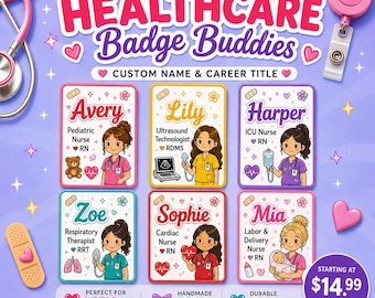 Personalized VERTICLE Badge Buddy | Healthcare Name Tag 4x3 | Nurse, Cna, Rn, Ma, Emt Insert