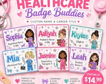 Personalized HORIZONTAL Badge Buddy | Healthcare Name Tag | 3x4 Nurse, Cna, Rn, Ma, Emt Insert