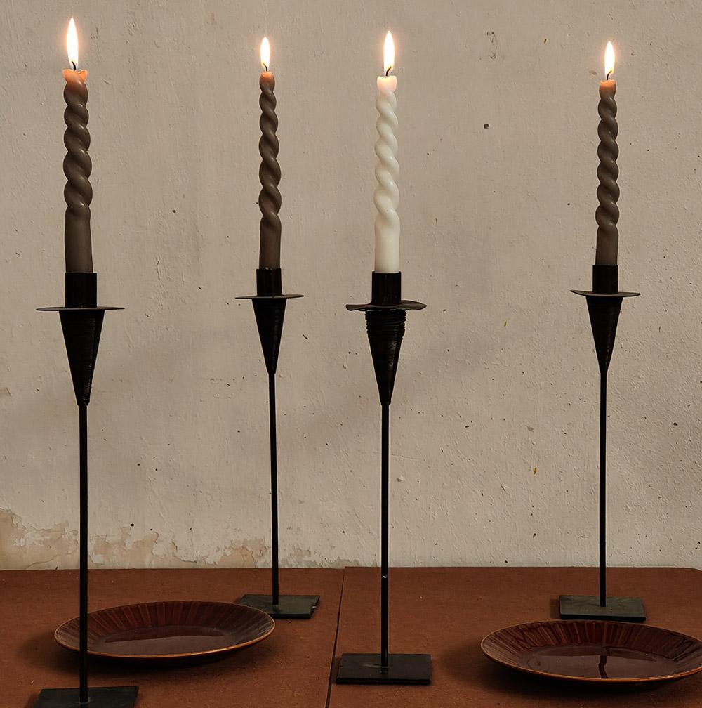 Lot De 2 Bougeoirs En Fer Doré - Candélabres Romantiques Géométriques Pour Table à Manger Et Décoration