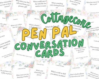 Pen Pal Conversation Cards Printable | 60 Letter Writing Prompts | Cottagecore Floral Design | Instant Download