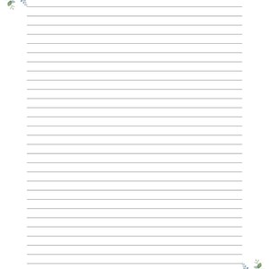 May include: White lined stationery with floral accents. The top left and bottom right corners feature watercolor illustrations of pink roses, blue flowers, and green leaves. The top has the text "TO:" and "DATE:" at the top.