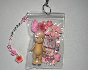 Sonny Angel trinket pouch authentic peach Sonny bag charm Japanese Gashapon style keyring