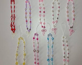 Bow phone charms, pastel colour phone case beads