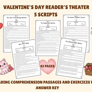 Valentine's Day Readers Theater Plays | Fluency Script Readers Theater 5 Scripts February Reading Activities 1st 2nd & 3rd Grade Activities