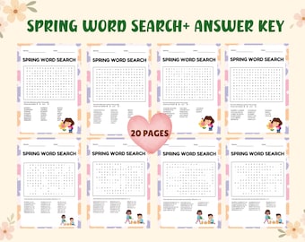 Spring Word Search for Kids, Spring Activities, Printable Spring Word Search Puzzle, Spring Brake Fun Game for Kids, Springtime Puzzle, PDF