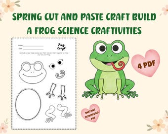 Spring Craft Activity for Kids | Printable Frog Craft | Frog Paper Craft | Build a Frog | Pond Life Activity | Frog Coloring Page | PDF