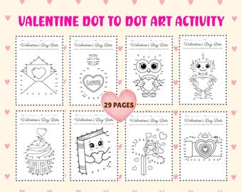Valentine Dot to Dot Worksheets for Kids | Printable Connect the Dots Activity Pages | Fun Learning Workbook Fine Motor PDF