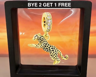 925 sterling silver leopard-print pendants, bracelets, and necklace charms, compatible with the Pandora collection—the perfect gift for her.