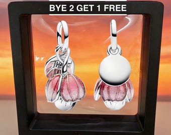 Blooming flower dual-color three-layer petal pendant,compatible with Pandora bracelets and necklaces,European fashion gift,Mother's Day gift