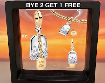 Bridgerton tea bag pendant, bracelet pendant, 925 travel silver pendant, suitable for European bracelets and necklaces, Mother's Day gift.