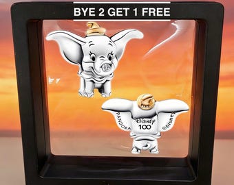 Disney Centennial Legend Sterling Silver Dumbo Pendant, compatible with Pandora bracelets and necklaces, Christmas gift, personalized gift.