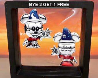 Disney sterlingzilver The Sorcerer's Apprentice Mickey-hanger, bedel voor armbanden en kettingen, compatibel met Pandora, kerstcadeau.