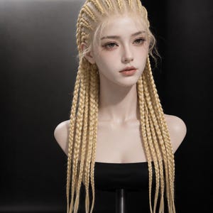 Handgefertigte blonde Cornrow geflochtene Perücke, natürlicher Look Lace Front Haarteil, einzigartige Alltags-Perücke für Frauen