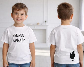 Kids Chicken Shirt, Guess What Funny Farm Animal Tee T-Shirt, Vintage Chicken TeeGift for Her