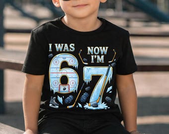 Now I'm 6 Next Year I'll Be 7 shirt, Hockey Six Seven Ice Cream Drip, 6 7 Hockey Game Day, Hookey Birthday